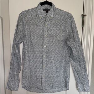 Michael Kors Blue and White Casual Button Down Shirt